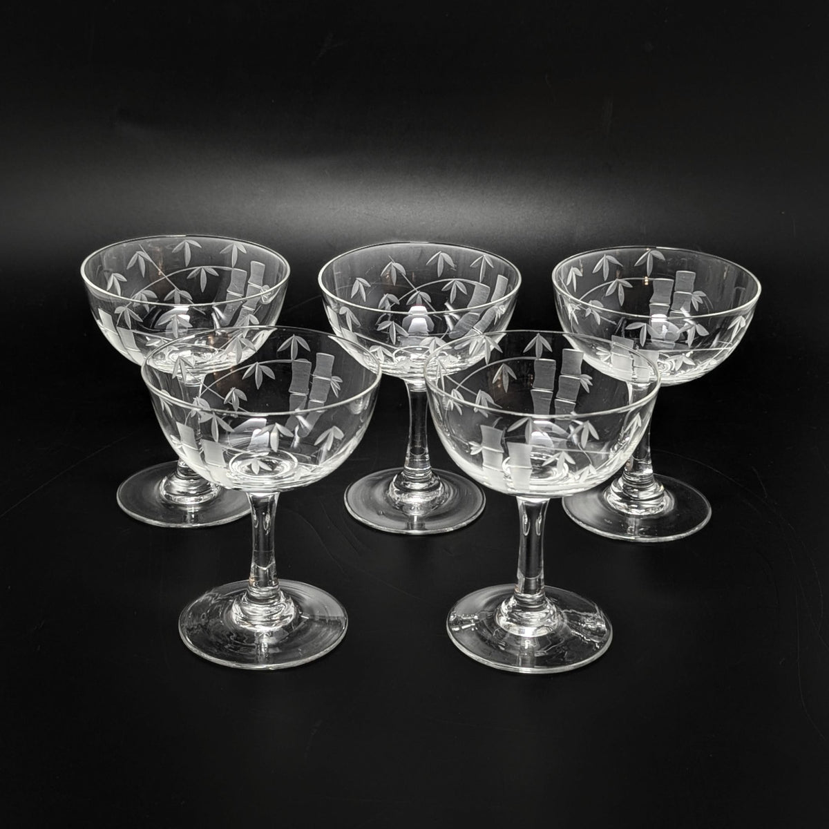 Sasaki "Bamboo" Mid-Century Champagne Glasses (Set of 5)