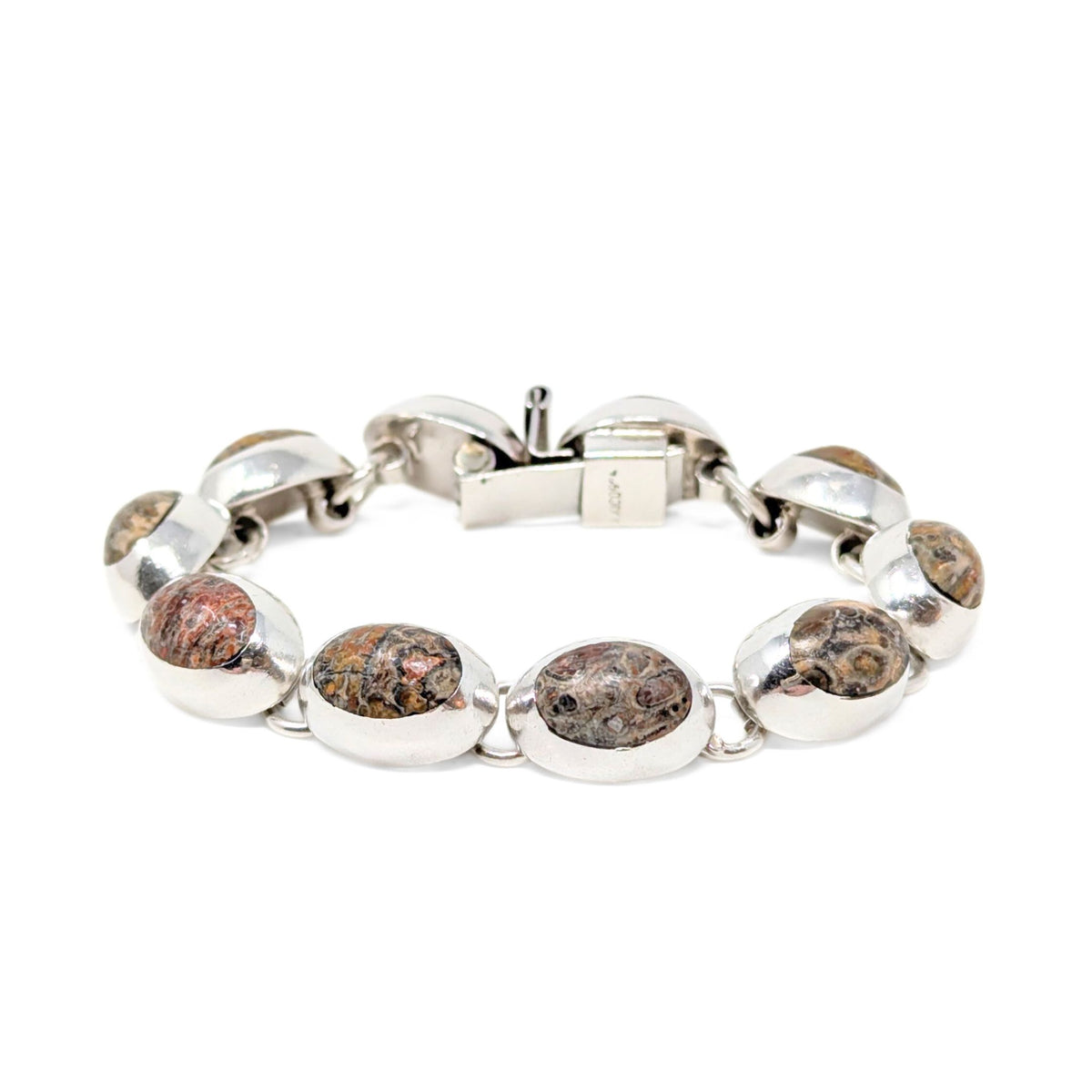 Vintage Sterling Leopard skin Jasper bracelet