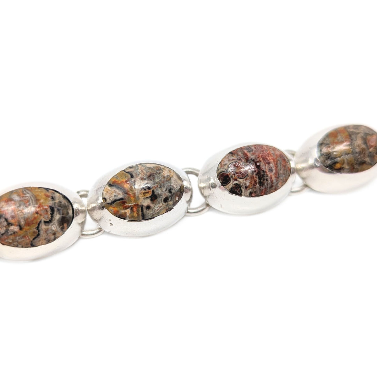 Vintage Sterling Leopard skin Jasper bracelet