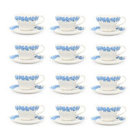 Wedgwood "Lavender on Cream" Shell Edge 24pc Footed Cup & Saucer Set
