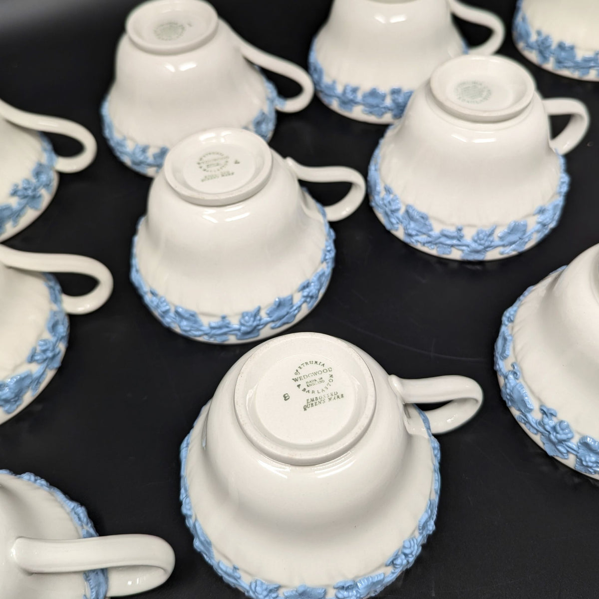 Wedgwood "Lavender on Cream" Shell Edge 24pc Footed Cup & Saucer Set