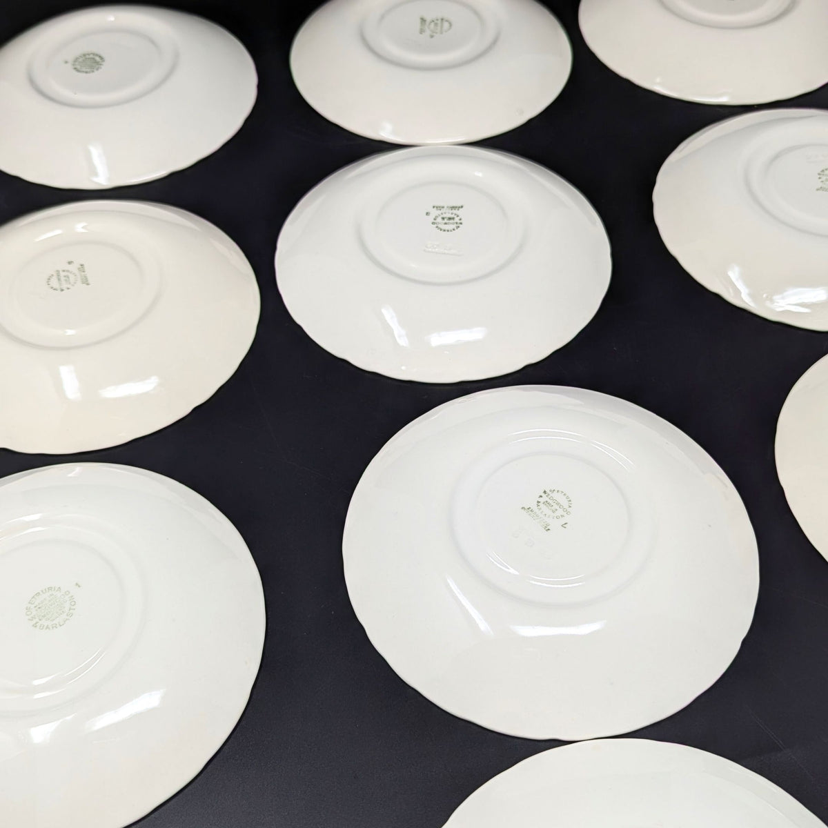 Wedgwood "Lavender on Cream" Shell Edge 24pc Footed Cup & Saucer Set