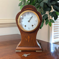 Hennegen Bates Seth Thomas Fleur-De-Lis Inlaid Mantle Clock