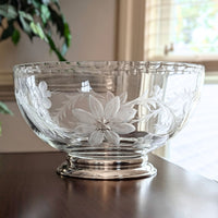 Antique Sterling Silver Footed Cut Crystal Centerpiece Bowl