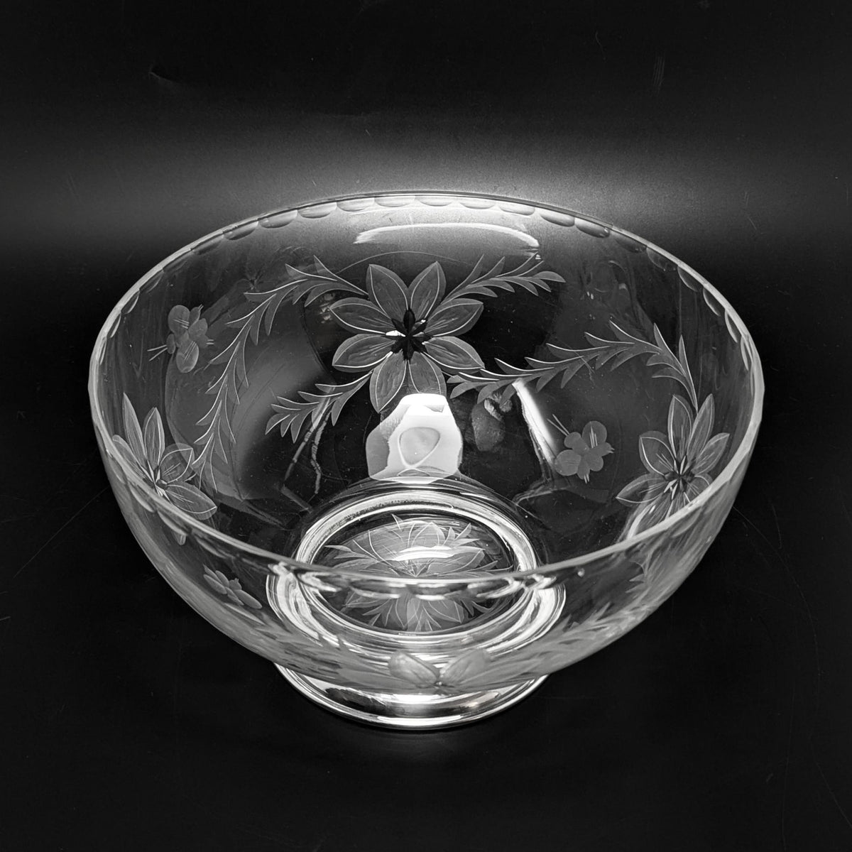 Antique Sterling Silver Footed Cut Crystal Centerpiece Bowl