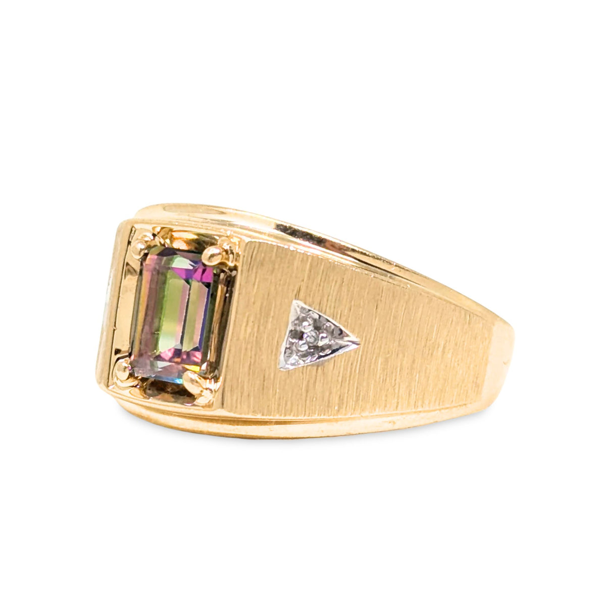 Samuel Aaronn 10K Gold Mystic Topaz & Diamond Men’s Ring - Size 10.25