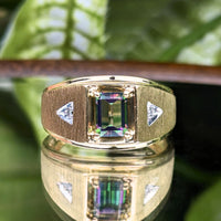 Samuel Aaronn 10K Gold Mystic Topaz & Diamond Men’s Ring - Size 10.25