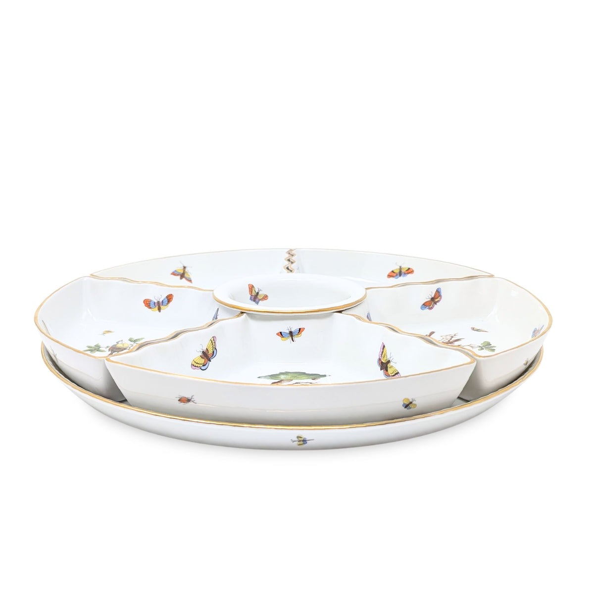 Herend "Rothschild Bird" 7-Piece Hors d'Oeuvres Set