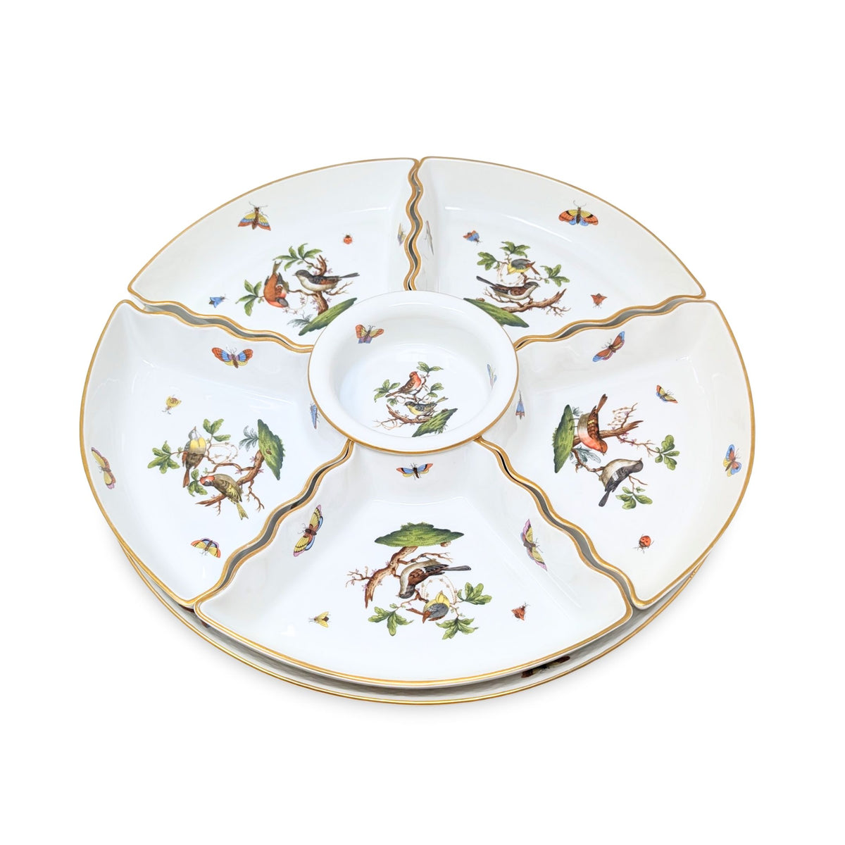 Herend "Rothschild Bird" 7-Piece Hors d'Oeuvres Set