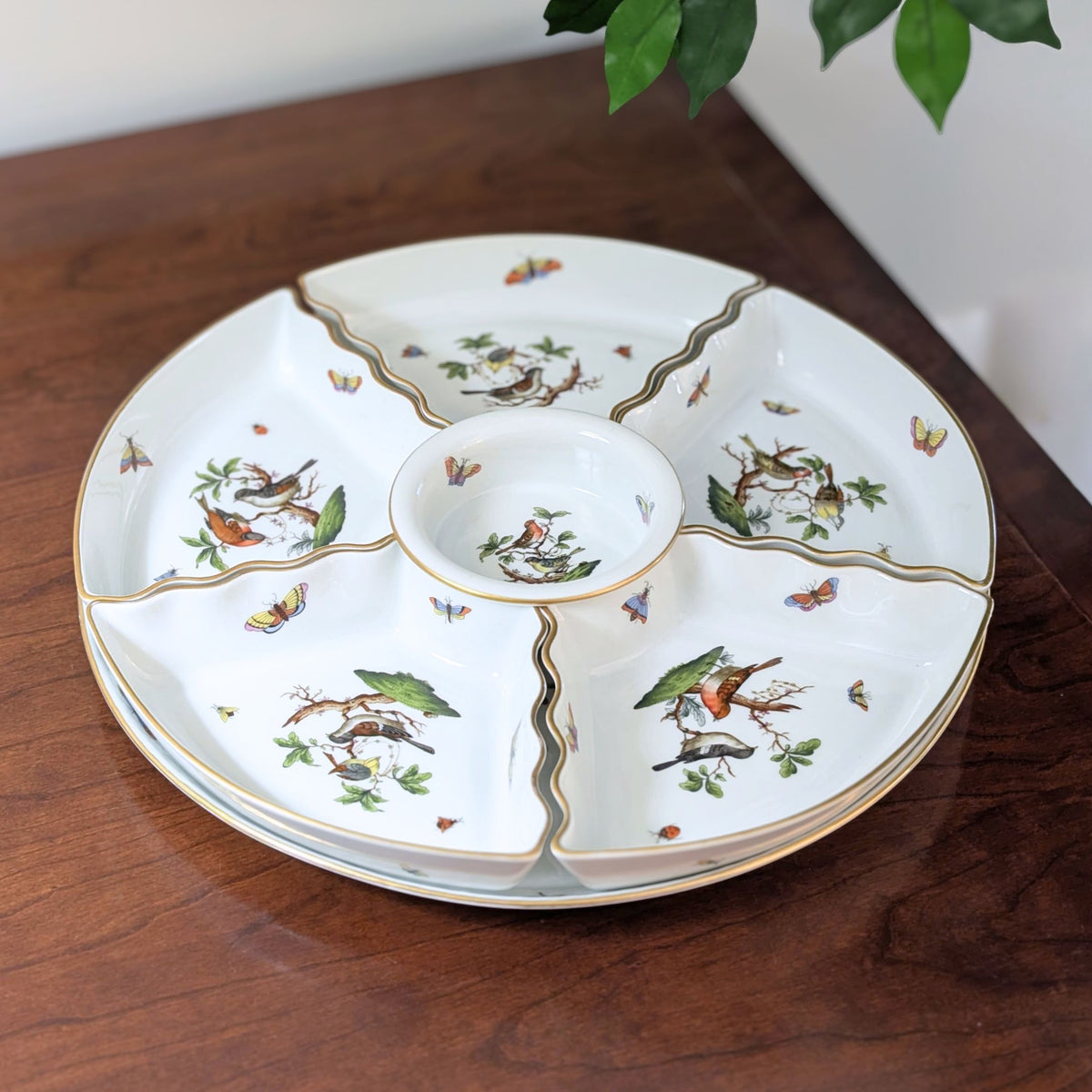 Herend "Rothschild Bird" 7-Piece Hors d'Oeuvres Set