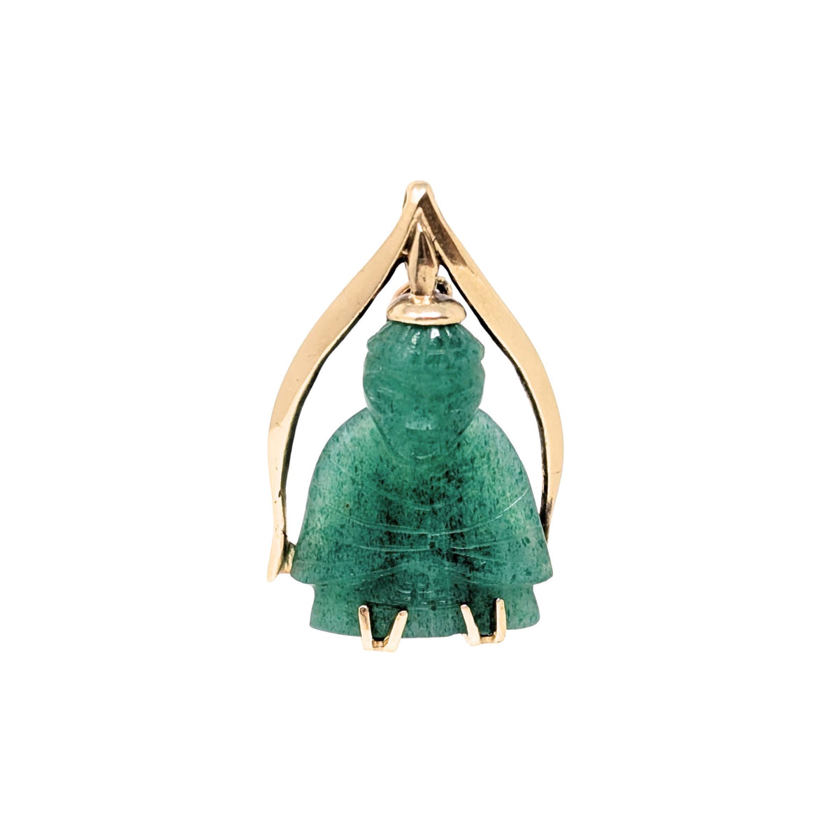 10K Gold & Green Jade 1950’s Buddha Pendant/Charm