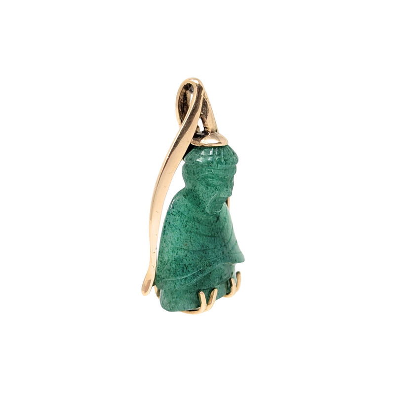 10K Gold & Green Jade 1950’s Buddha Pendant/Charm