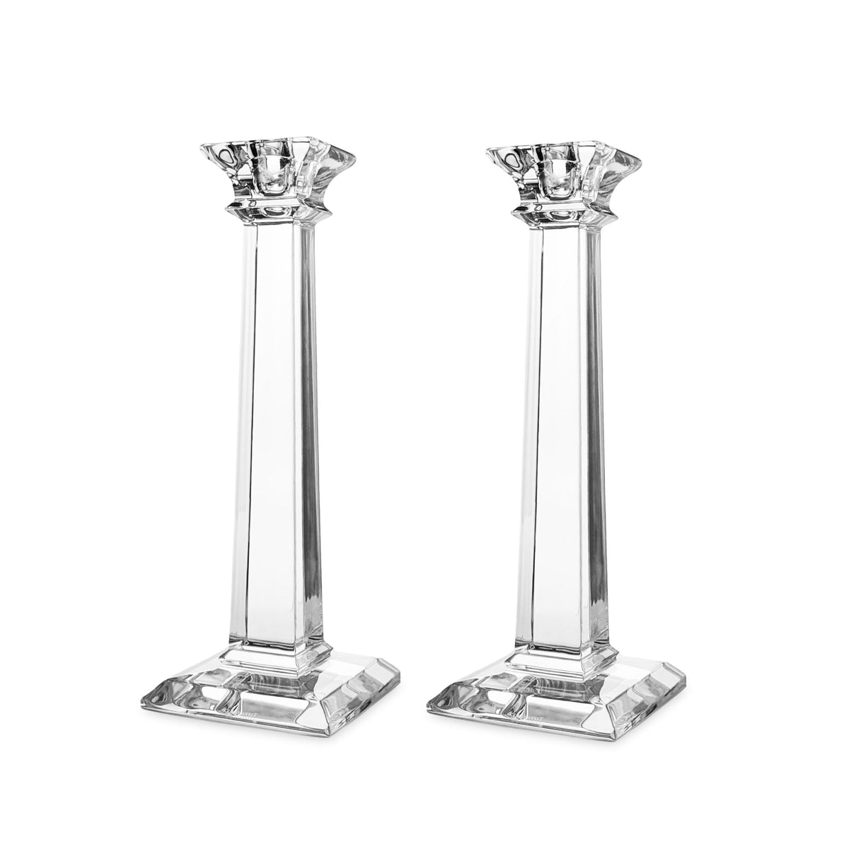 Tiffany & Co. Classic Glass Pair of Candlesticks W/ Box