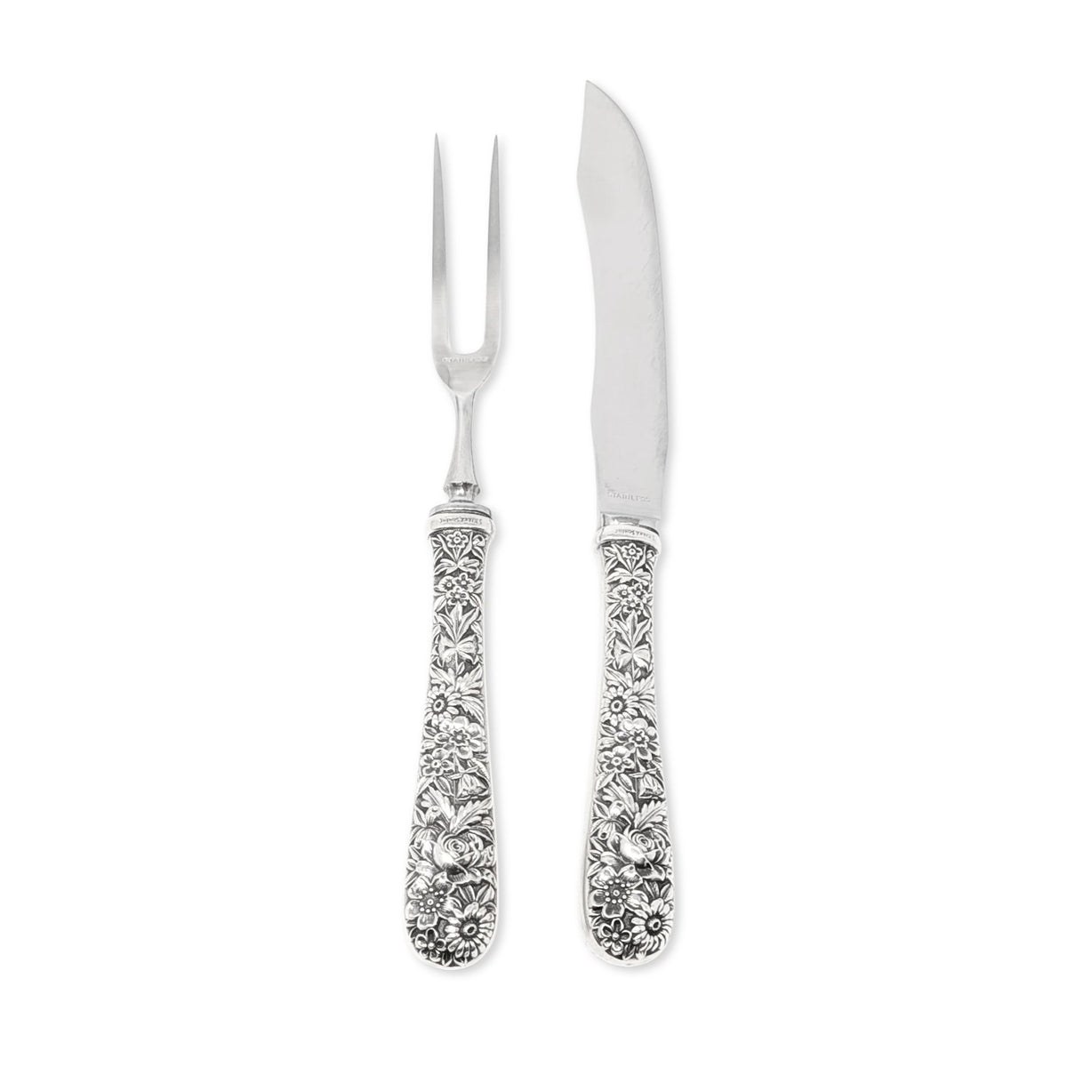S. Kirk & Son Inc. "Repoussé" Sterling Silver/ Stainless Blade 2pc Carving Set