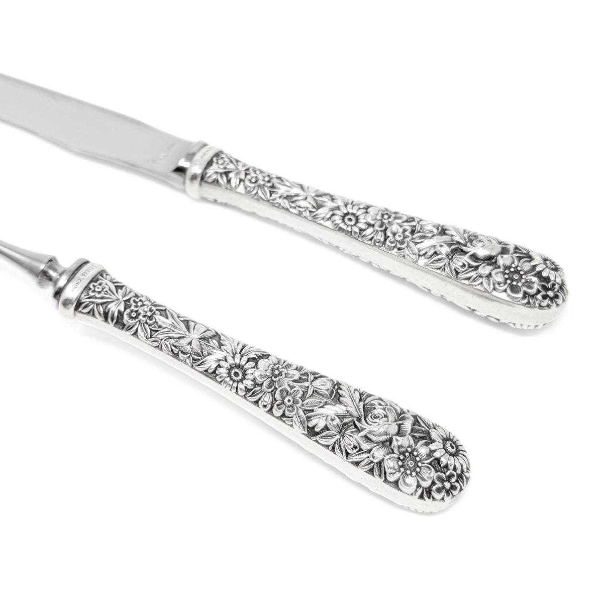 S. Kirk & Son Inc. "Repoussé" Sterling Silver/ Stainless Blade 2pc Carving Set