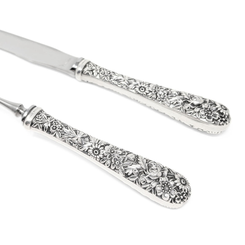 S. Kirk & Son Inc. "Repoussé" Sterling Silver/ Stainless Blade 2pc Carving Set