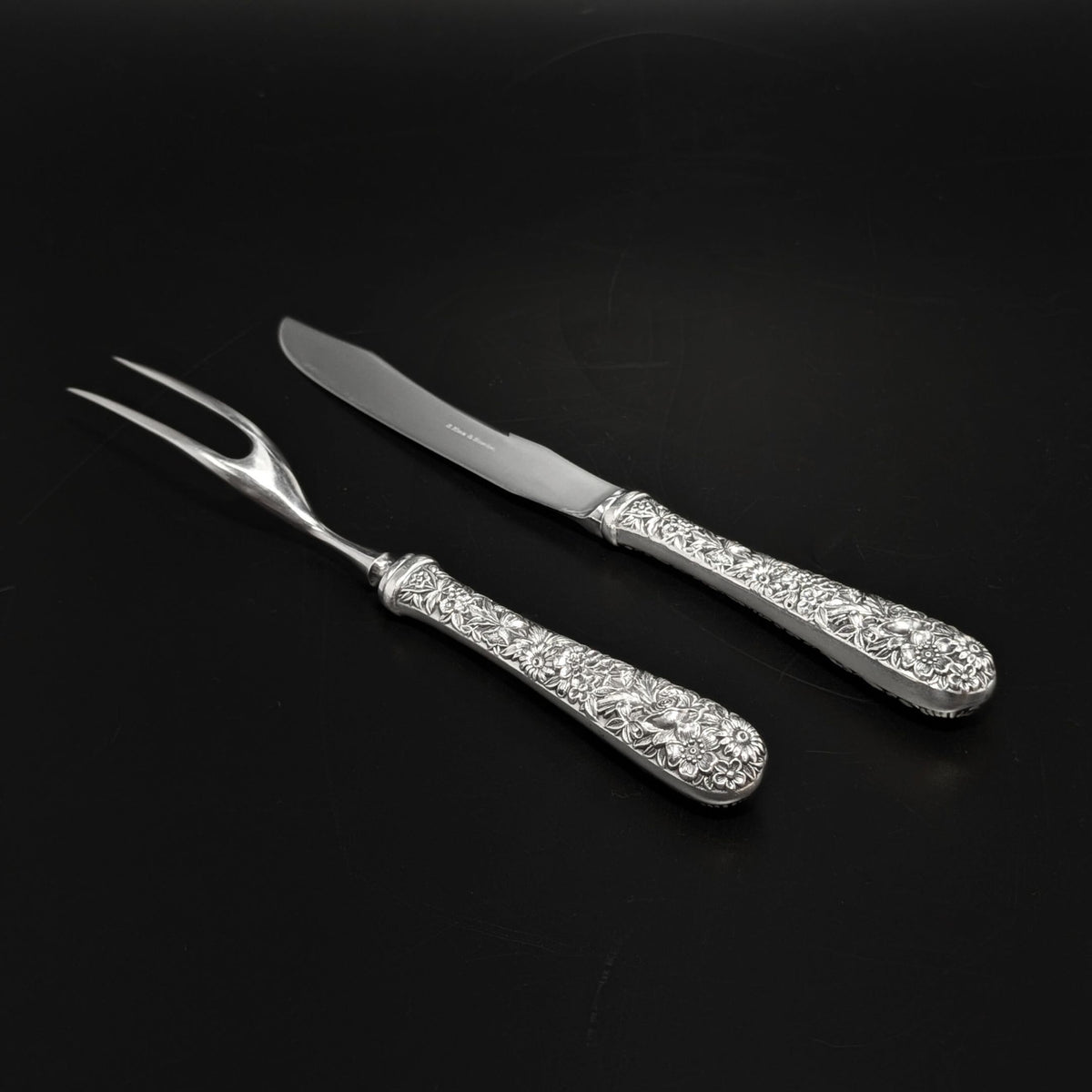 S. Kirk & Son Inc. "Repoussé" Sterling Silver/ Stainless Blade 2pc Carving Set