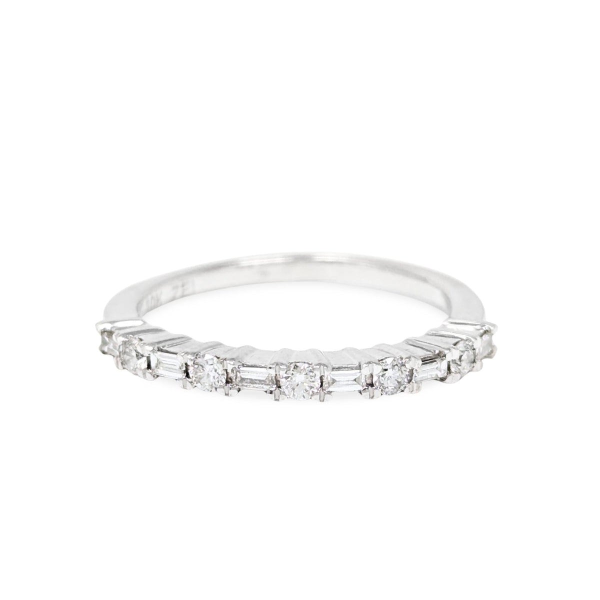 Rosy Blue 10K White Gold .25tcw Diamond Anniversary Band - Size 5.75