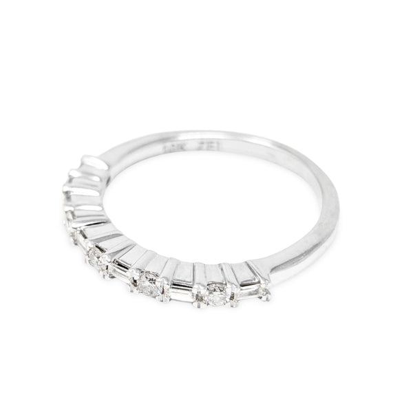 Rosy Blue 10K White Gold .25tcw Diamond Anniversary Band - Size 5.75