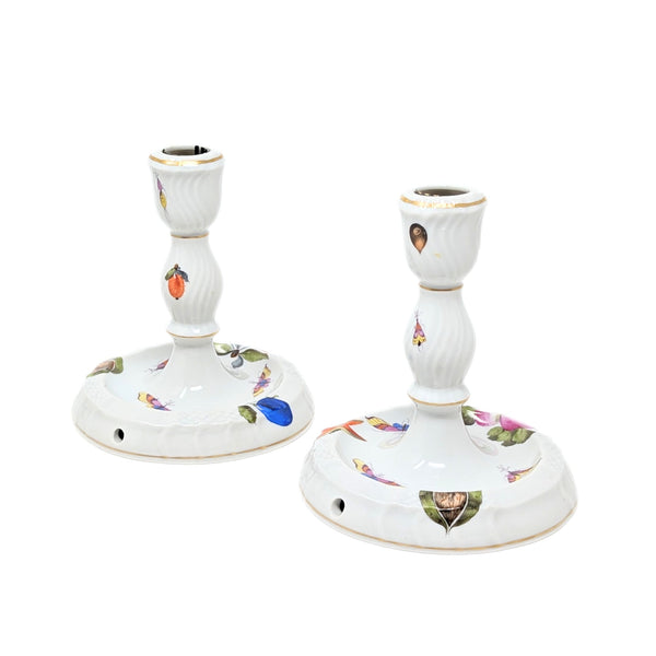 Herend "Market Garden" Pair of Tall Candlesticks