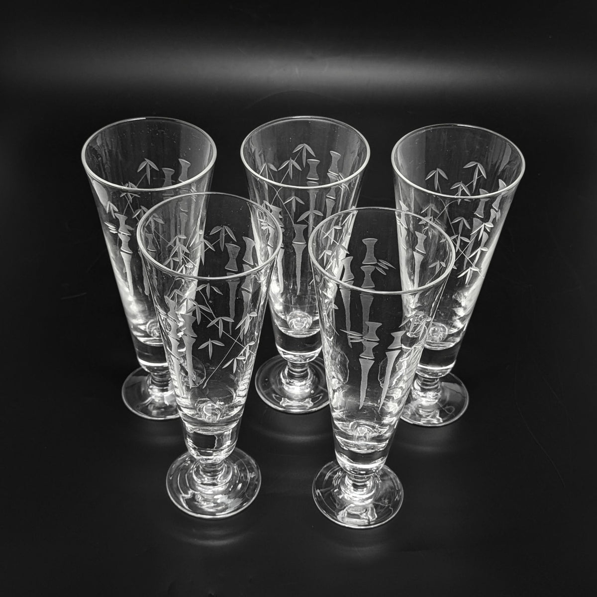 Sasaki “Bamboo” Mid-Century Pilsner Glasses (Set of 5)