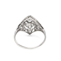 Antique Platinum & Diamond Filigree Ring - Size 7 W/ Papers