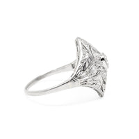 Antique Platinum & Diamond Filigree Ring - Size 7 W/ Papers