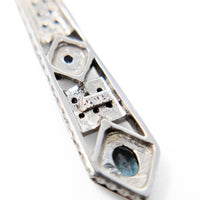 Art Deco Style 14K White Gold Diamond & Blue/Green Topaz Drop Earrings