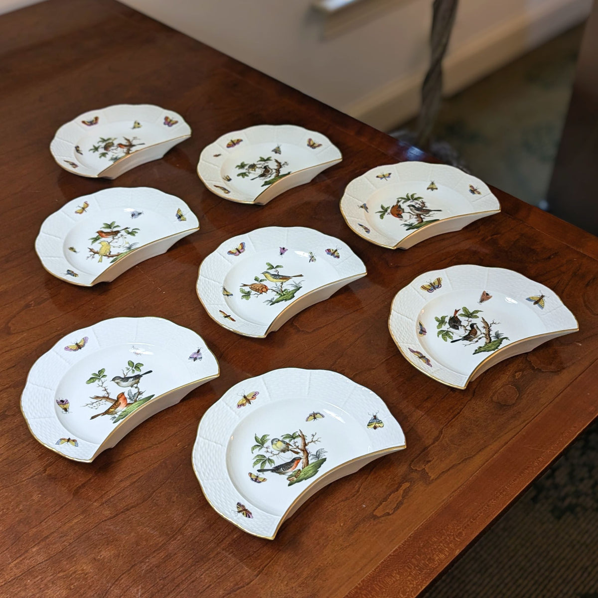 Herend "Rothschild Bird" Crescent Salad Plates (8)
