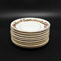 Royal Worcester "Holly Ribbons" Set of 10 Cups & 9 Saucers
