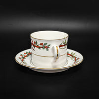 Royal Worcester "Holly Ribbons" Set of 10 Cups & 9 Saucers