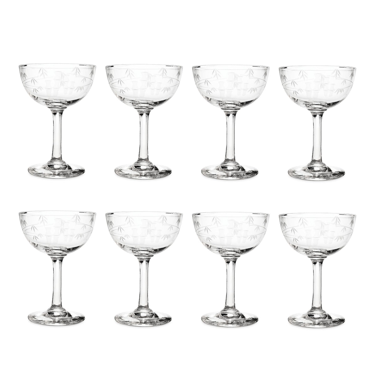 Noritake "Bamboo" Mid-Century Champagne Glasses (Set of 8)