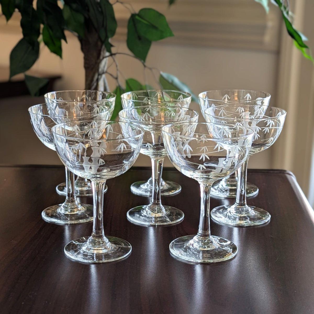 Noritake "Bamboo" Mid-Century Champagne Glasses (Set of 8)