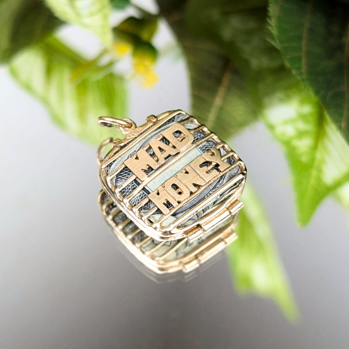 12K Gold Mad Money Caged US Dollar Pendant/Charm