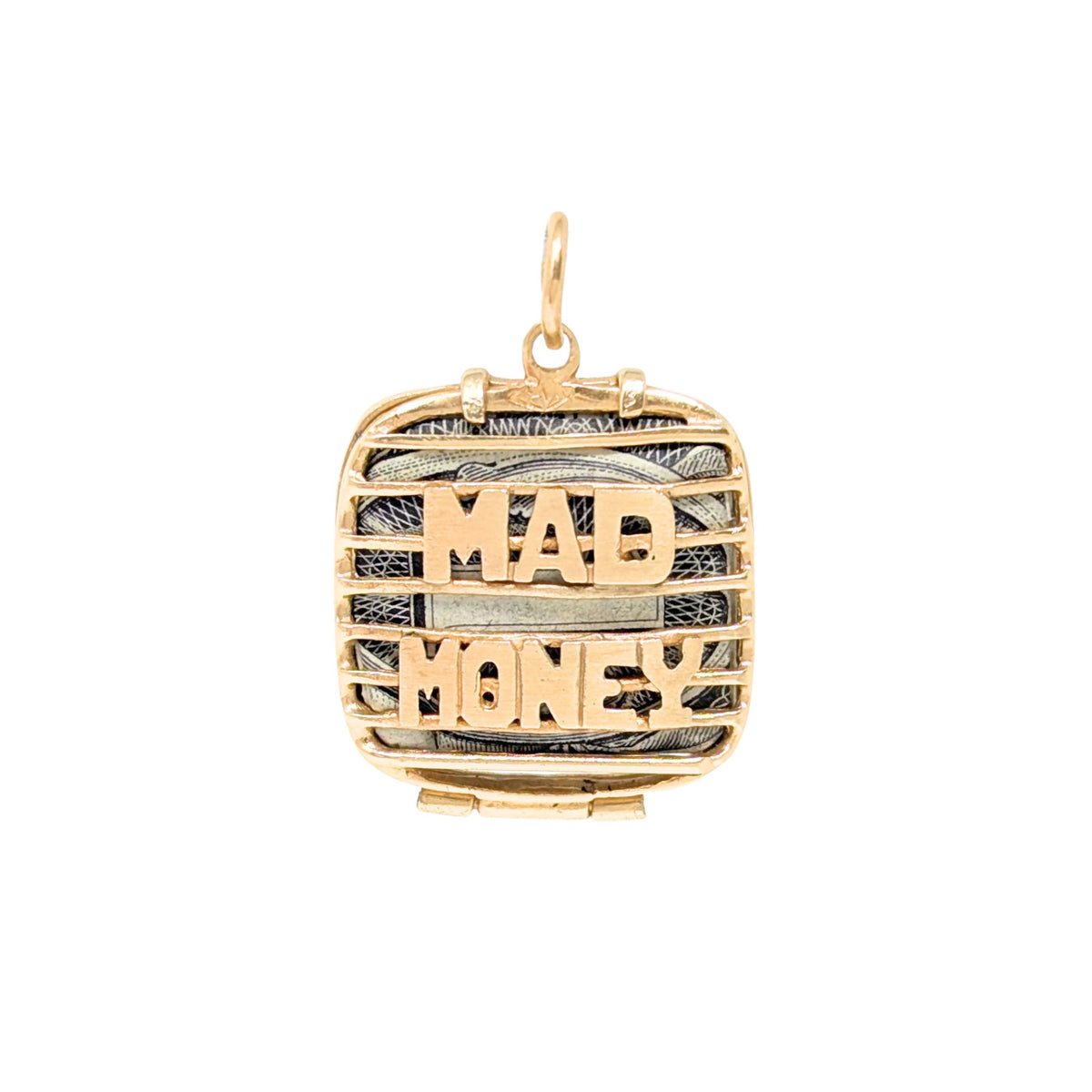 12K Gold Mad Money Caged US Dollar Pendant/Charm