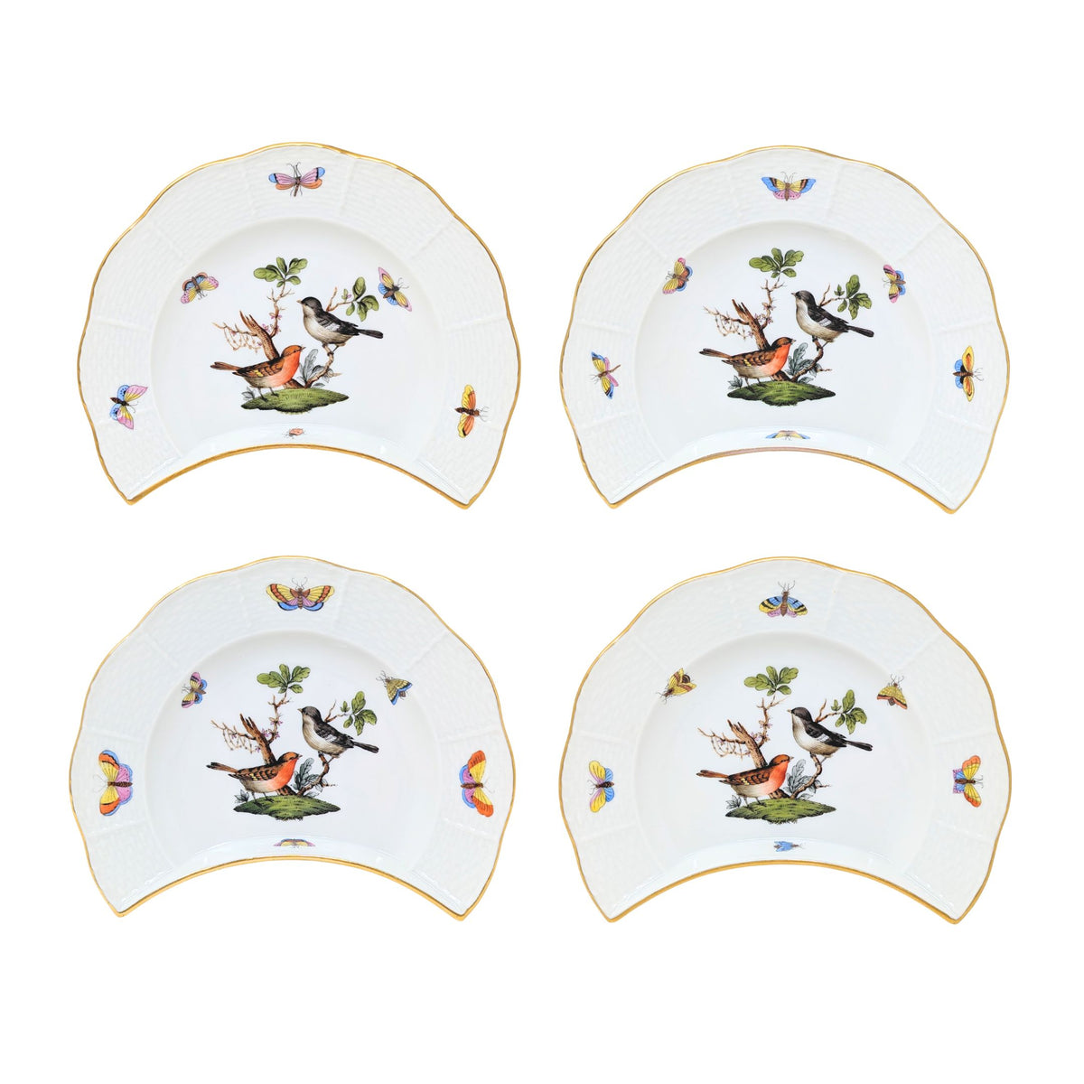 Herend "Rothschild Bird" Crescent Salad Plates (4)