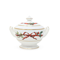 Royal Worcester "Holly Ribbons" Cream & Lidded Sugar