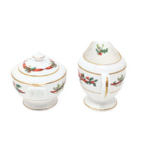 Royal Worcester "Holly Ribbons" Cream & Lidded Sugar