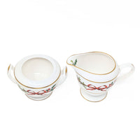 Royal Worcester "Holly Ribbons" Cream & Lidded Sugar
