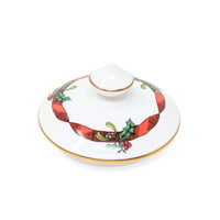 Royal Worcester "Holly Ribbons" Cream & Lidded Sugar