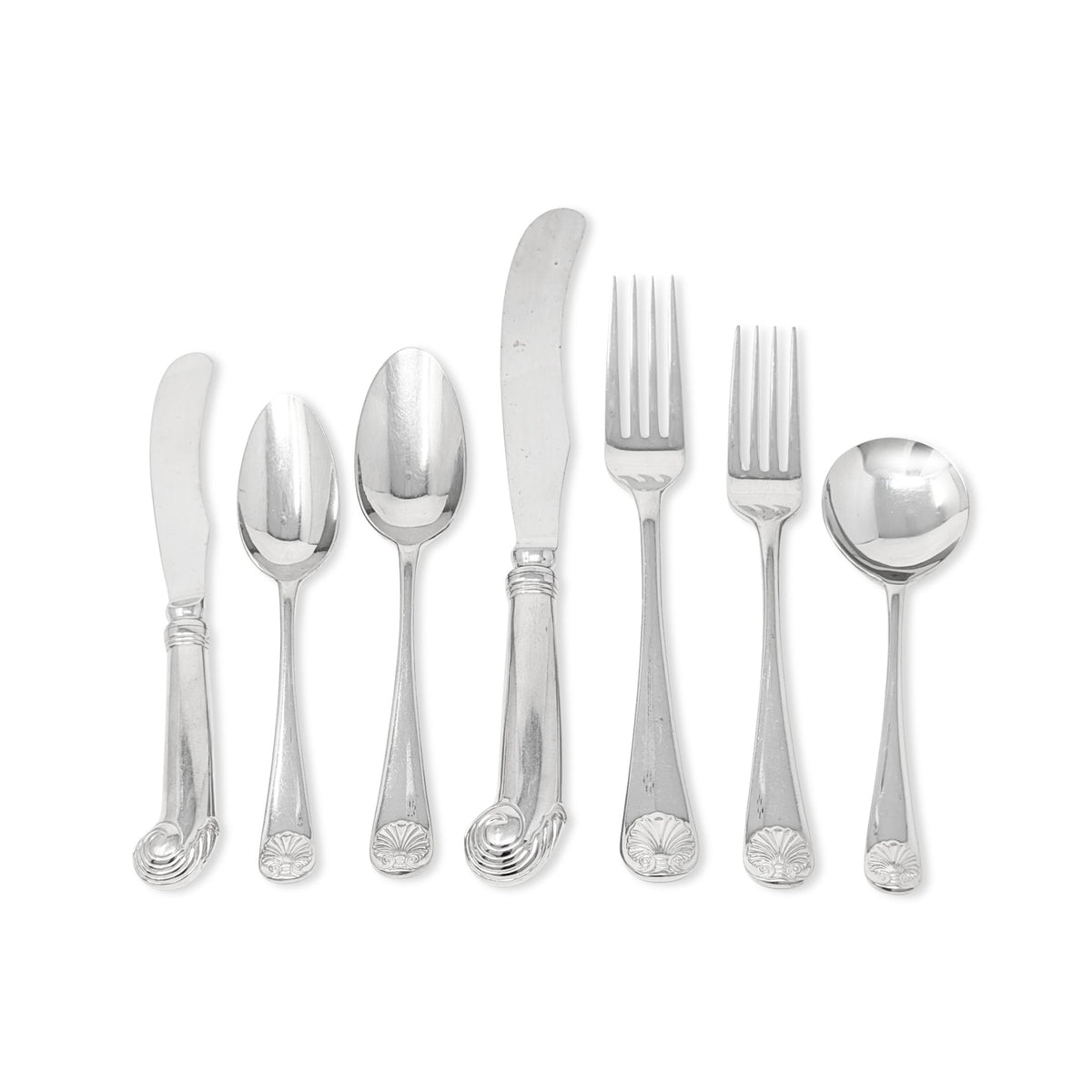 Kirk Stieff "Williamsburg Royal Shell" Stainless 17pc Flatware Set