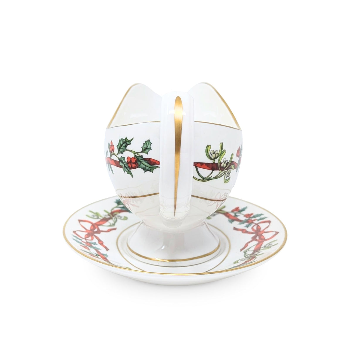 Royal Worcester "Holly Ribbons" Gravy Boat & Underplate