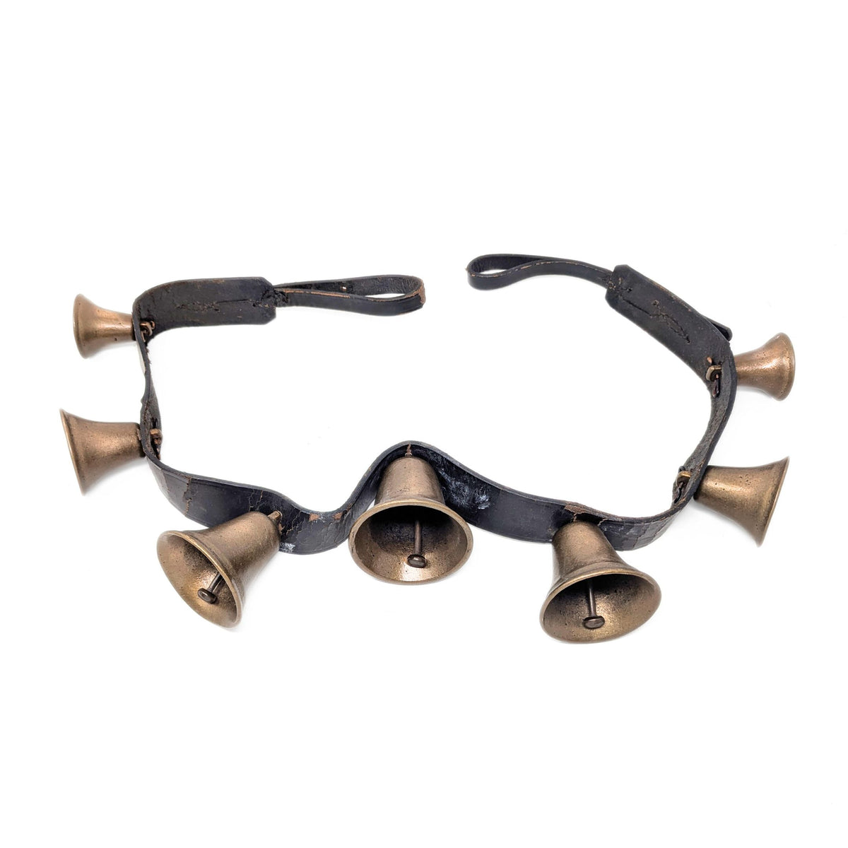 Vintage Bronze Sleigh Bell 45" Belly Strap With 7 Open Bells