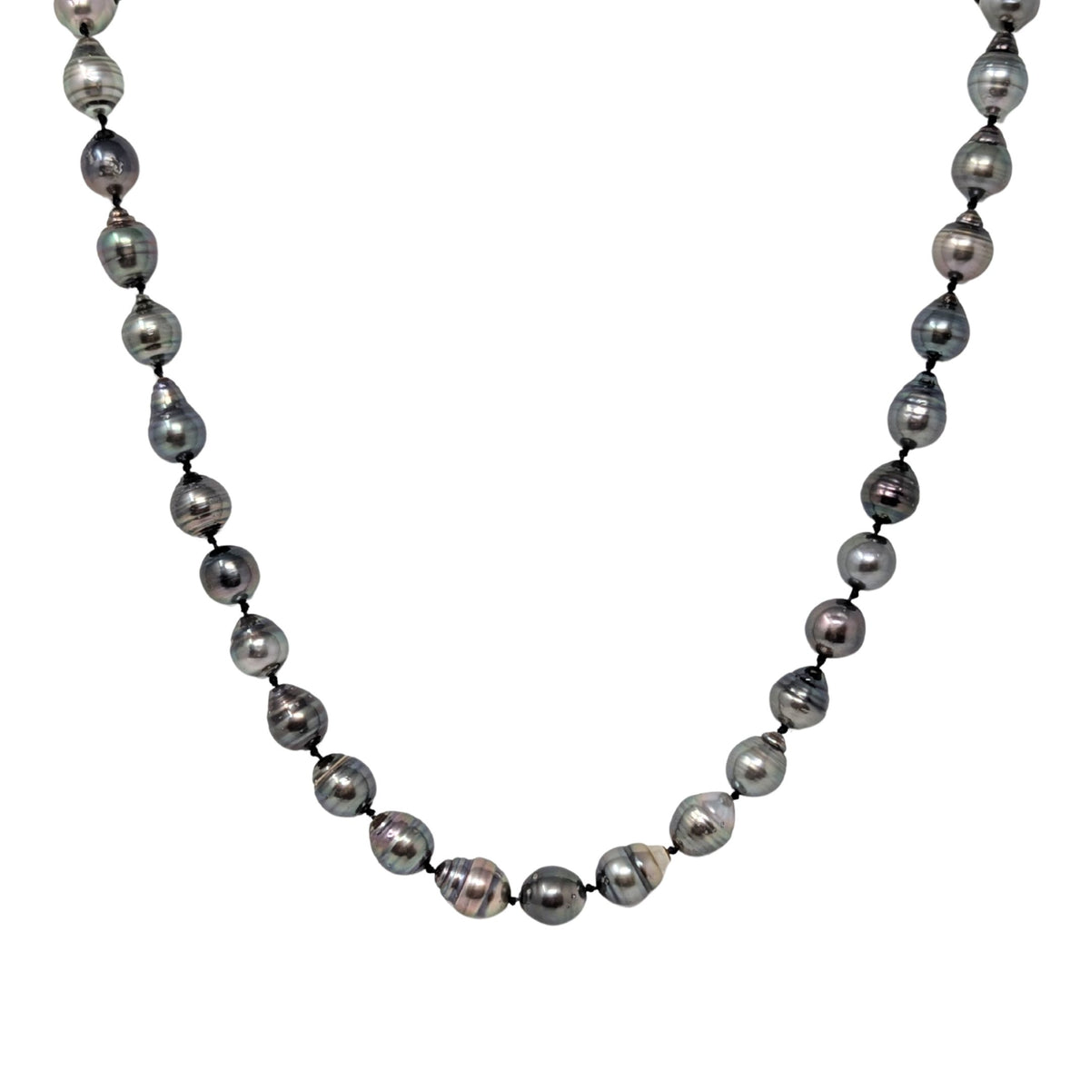 14K Gold 20” 9mm Baroque Tahitian Black Pearl Necklace