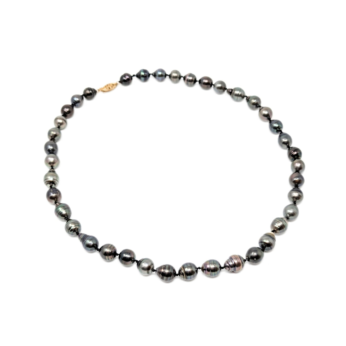 14K Gold 20” 9mm Baroque Tahitian Black Pearl Necklace