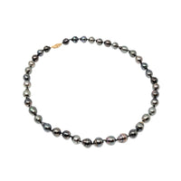 14K Gold 20” 9mm Baroque Tahitian Black Pearl Necklace