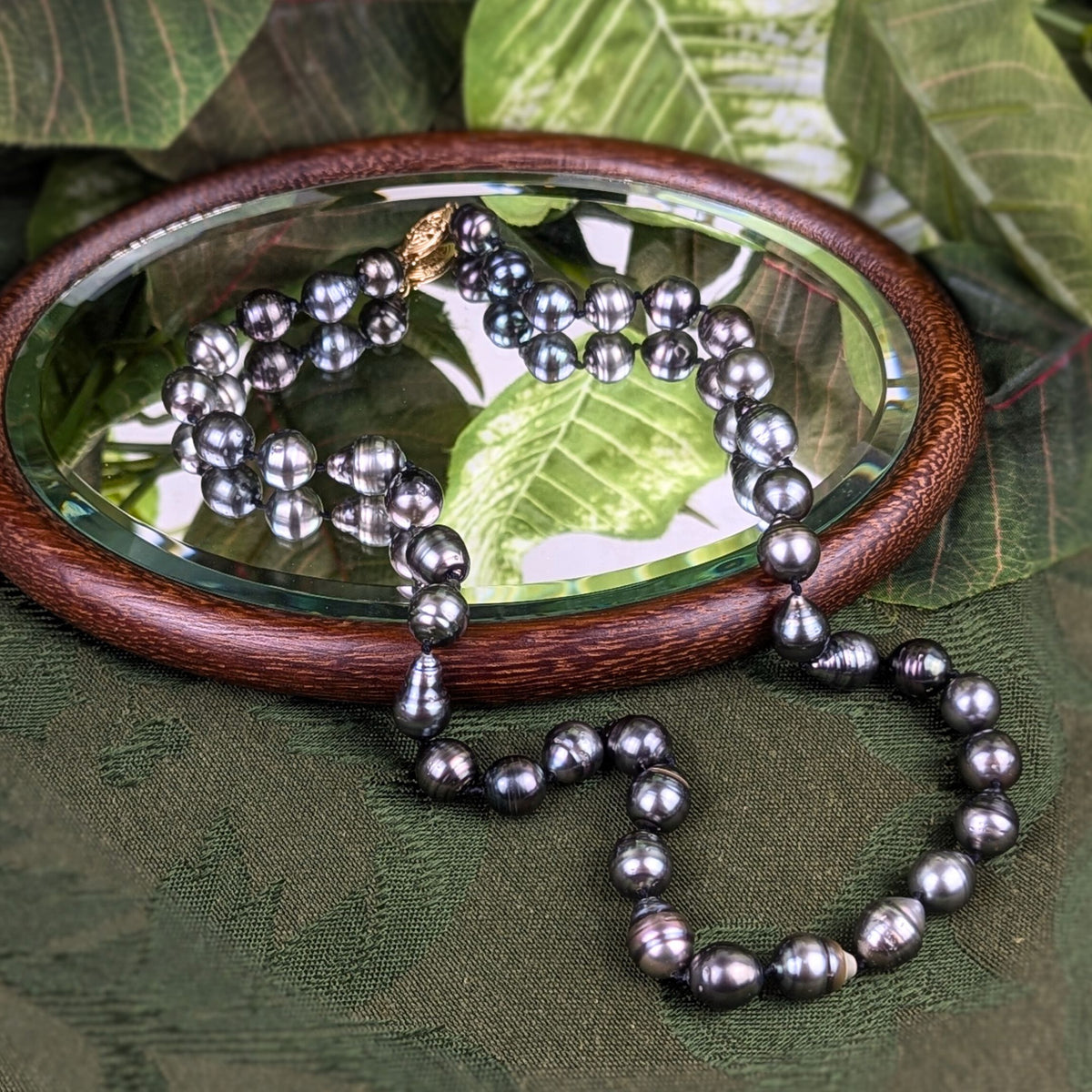 14K Gold 20” 9mm Baroque Tahitian Black Pearl Necklace