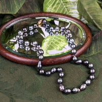 14K Gold 20” 9mm Baroque Tahitian Black Pearl Necklace