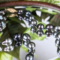 14K Gold 20” 9mm Baroque Tahitian Black Pearl Necklace