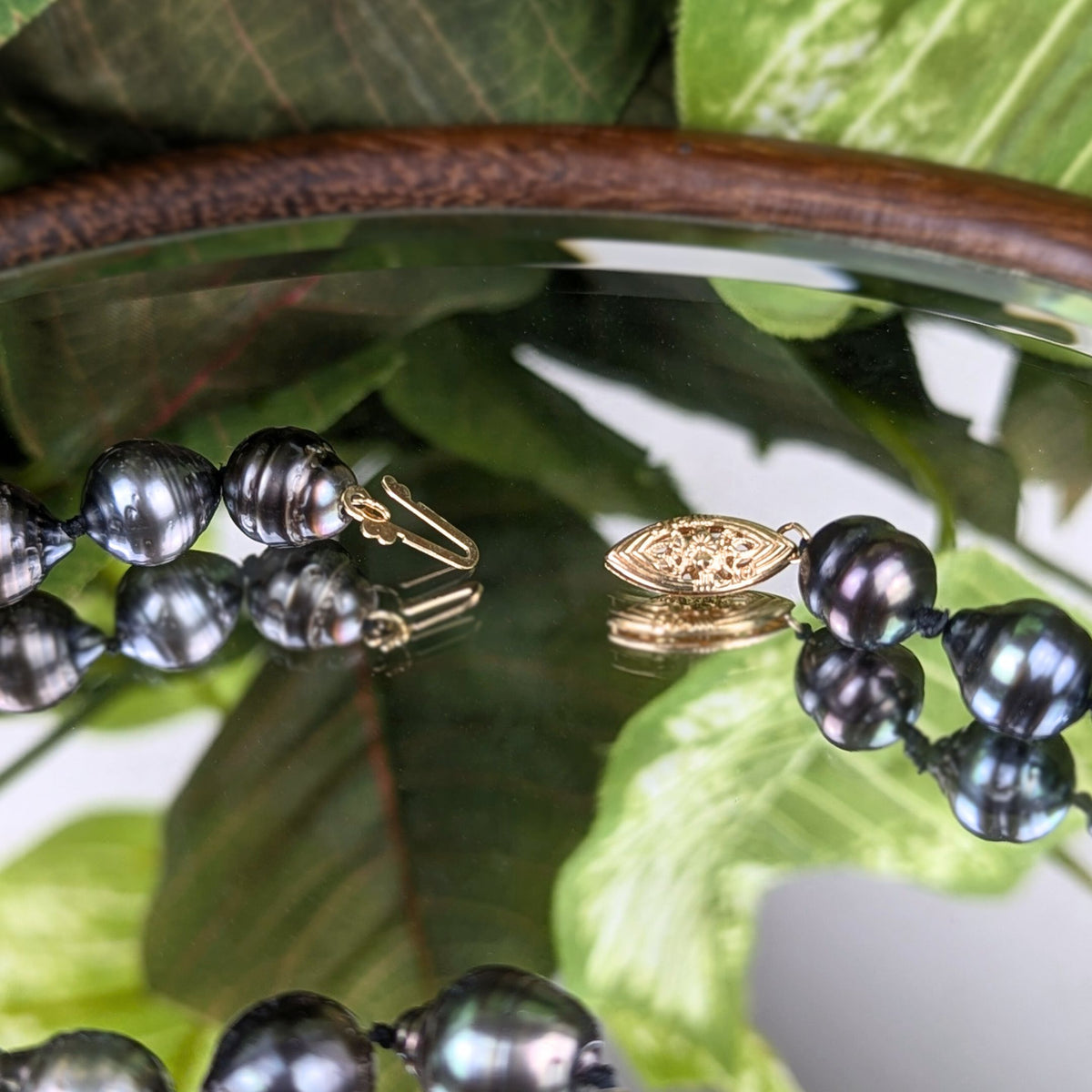 14K Gold 20” 9mm Baroque Tahitian Black Pearl Necklace